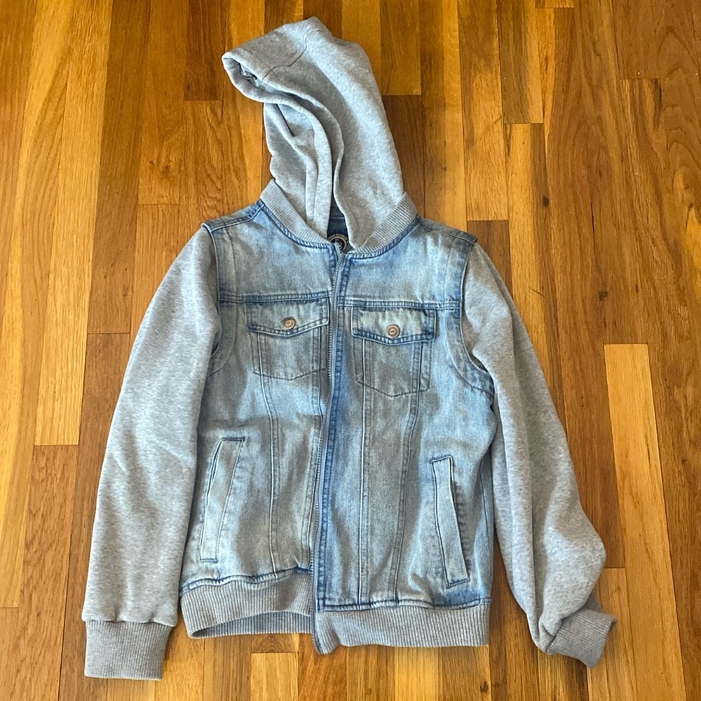 Urban Republic Girls Blue Hybrid Denim Hoodie Size L